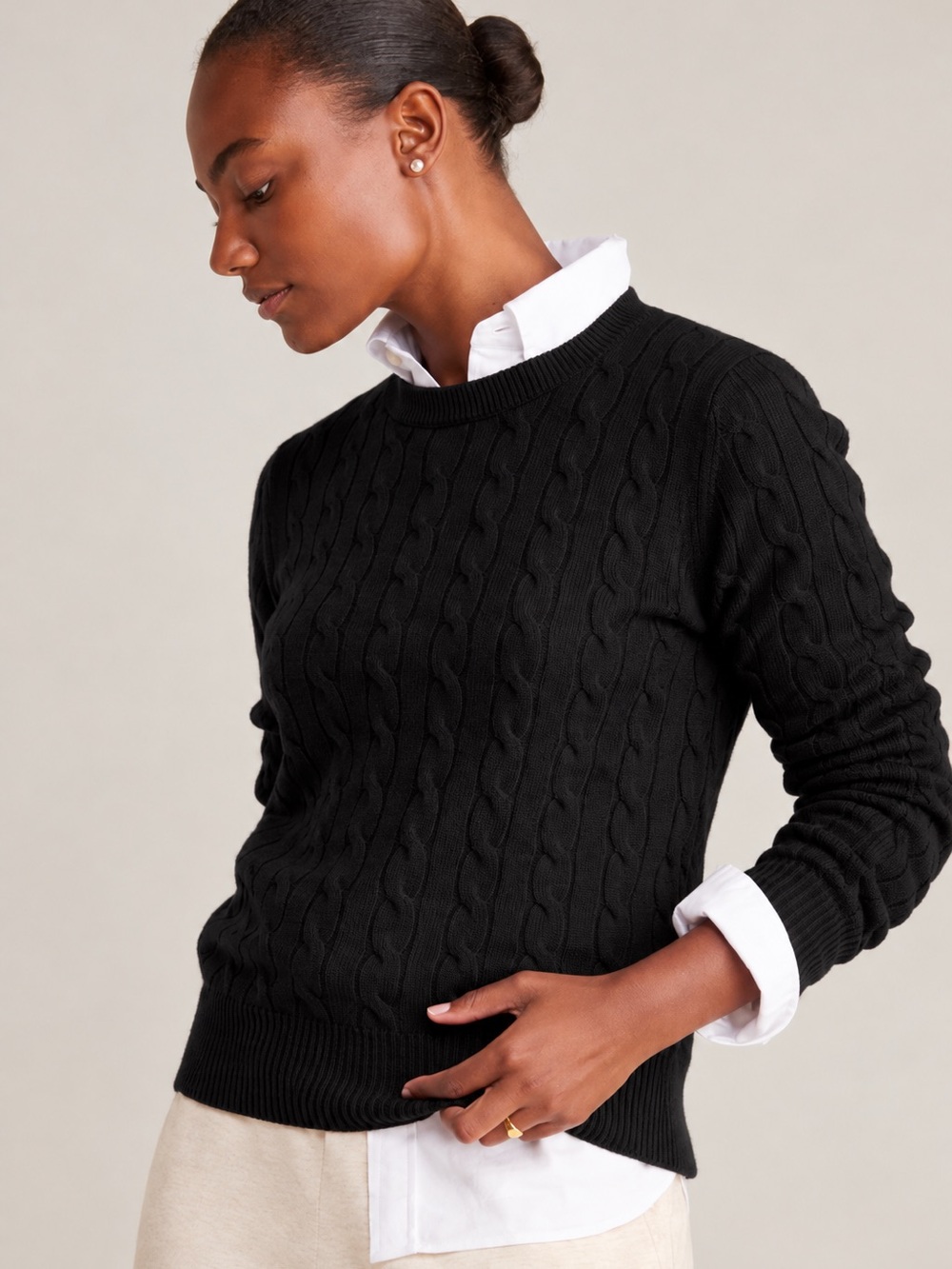 Vineyard Vines Classic Cable 100% Cashmere Crewneck Sweater Black Size M